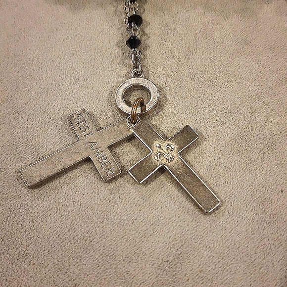 Layered Swarovski Crystal Cross Necklace - Picture 3 of 6